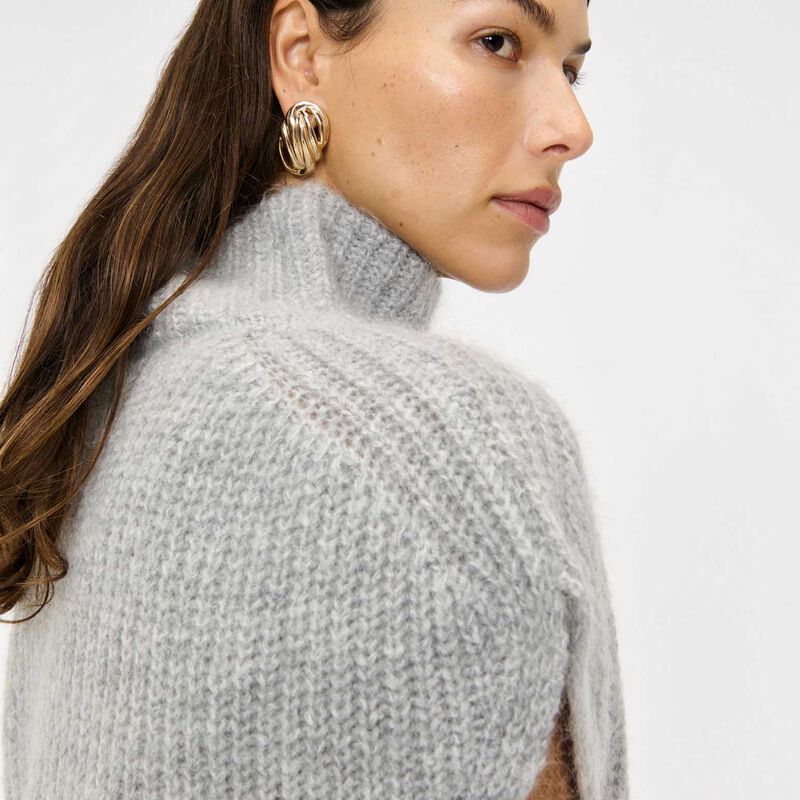 Veronika Maine Light Grey Chunky Mohair Blend Tunic image number 2